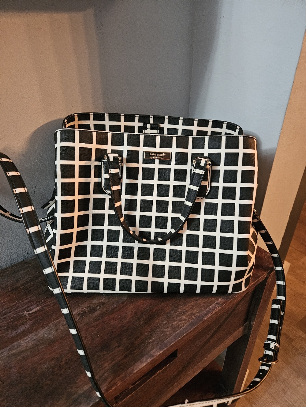Kate Spade Evangelie Laurel Way Printed Check Satchel